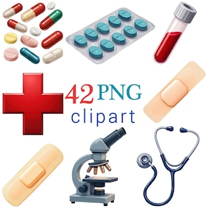 42 PNG Health & Medical Clipart, Doctor Tools, Medical Instruments, Hospital Equipment, Healthcare Digital Files, Commercial use, Printable