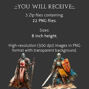 22 PNG Medieval Knight Clipart Set, Crusader Warriors Clipart, Fantasy ...