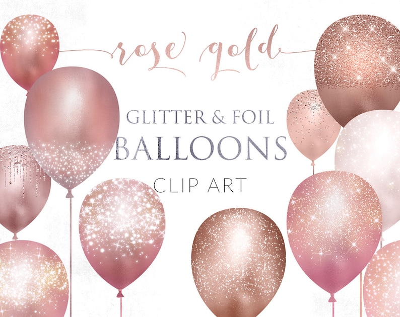 20 PNG Rose Gold Glitter Balloons Instant download design | Etsy