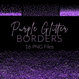 16 violette Glitzer Bordüren, Border Overlays, digitale Dateien, Sofort download, glitzernde Bordüren, Design-Elemente, Clip-Art