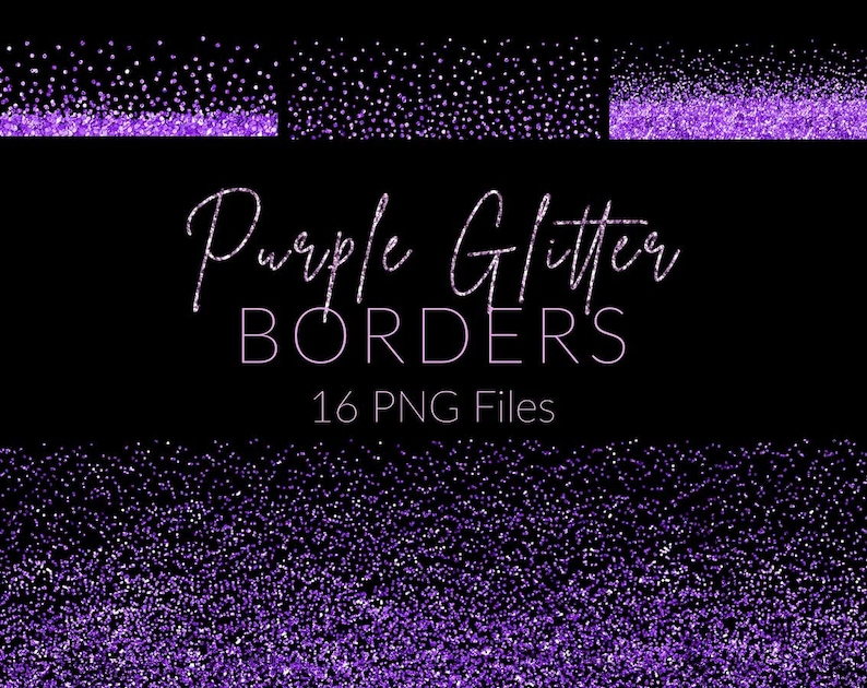 16 Purple Glitter borders Border Overlays Digital Files Etsy