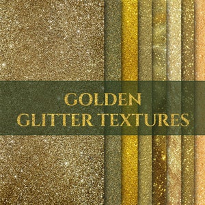 Golden glitter digital paper pack, Gold paper texture, Golden background