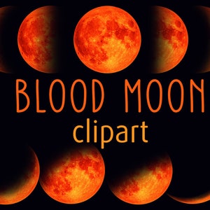 15 PNG digitaler Blutmond, Mondphasen, Sofort download, Design-Elemente, Mondphasen Clip Art, Mond Overlays