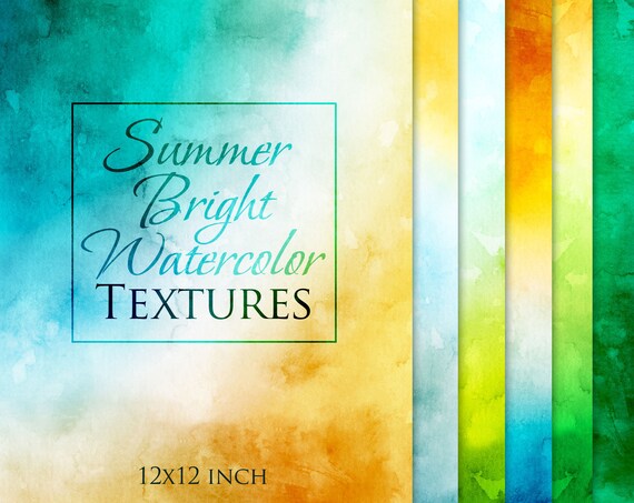 12 Bright Abstract Watercolor Backgrounds Instant Download Etsy