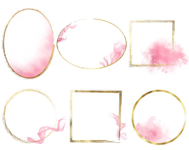 12 PNG Gold and Pink Frames Digital pack Instant download Etsy