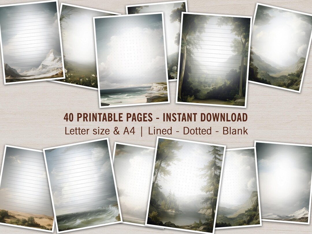 Printable Journal Pages Stationery Set Printable Notepad Pages