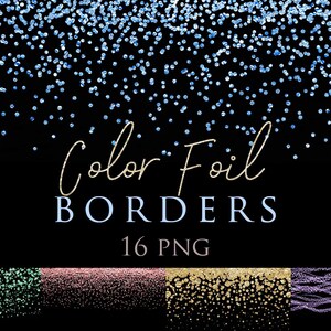 Bordes de láminas de 16 colores superpuestos, paquete digital, descarga instantánea, elementos de diseño, imágenes prediseñadas