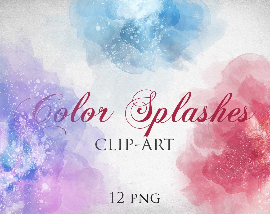 Abstract Splashes Digital 12 Digital Abstract Splashes Clip Art, Colorful Design Elements ...