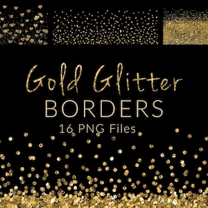 16 bordures scintillantes dorées, superpositions de bordures, fichiers numériques, téléchargement immédiat, bordures scintillantes scintillantes, éléments de conception, clipart
