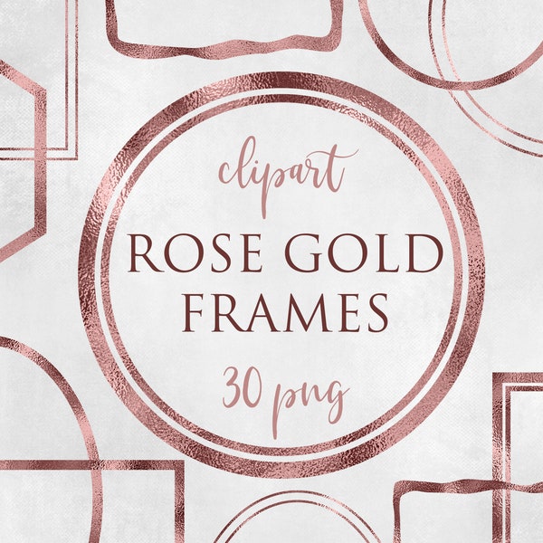 10x3 pcs Digital Rose Gold Frames, Digital pack, Instant download, Design elements, Clipart, Logo elements