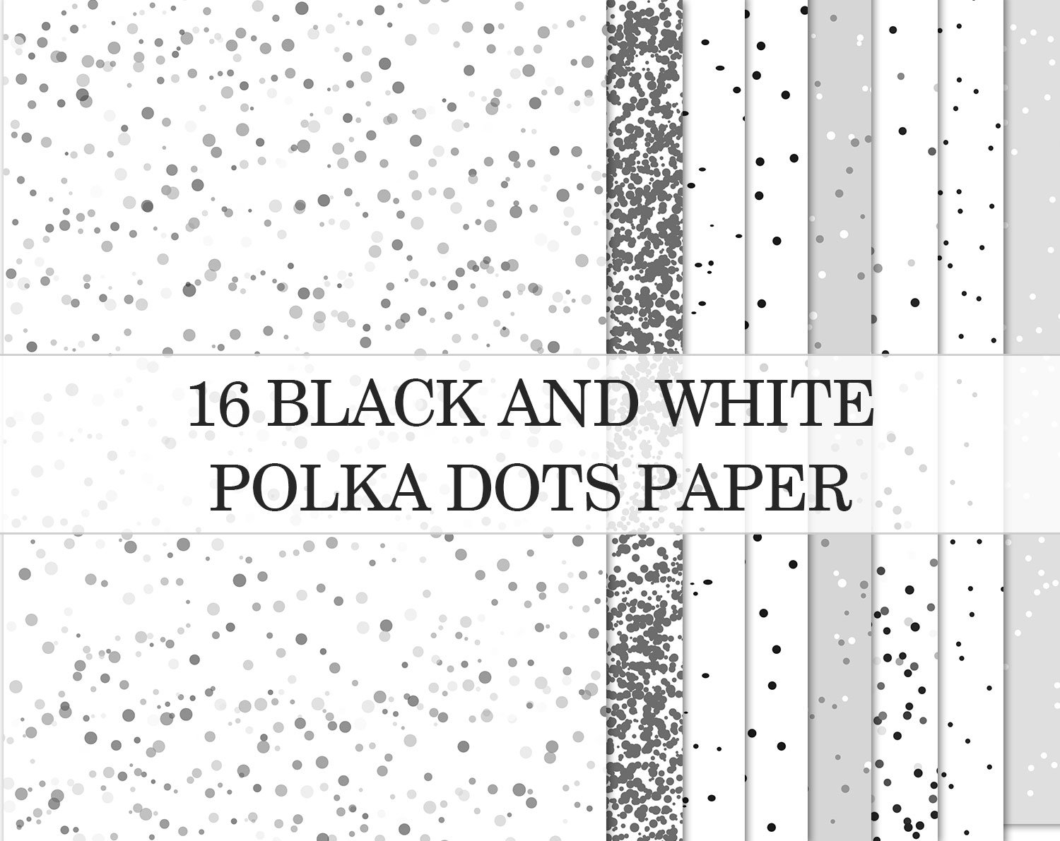 Black & White Dots Digital Paper Pack Clip Art Background Etsy
