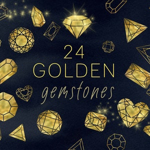 24 gouden edelstenen, gouden elementen digitaal pakket, instant download, gouden ontwerpelementen clipart