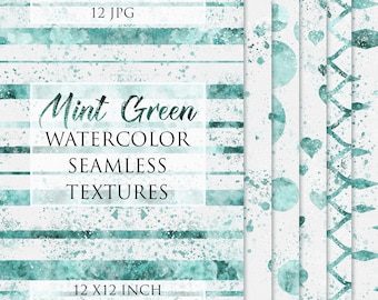 12 Mintgrüne Aquarell Hintergründe, Sofort download, digitale Datei, Papierpackung, Aquarellpapier, grüne Aquarelltexturen