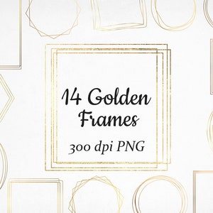 Goldene Rahmen, Digital Pack, Sofort download, Design-Elemente Clip Art, Logo-Elemente