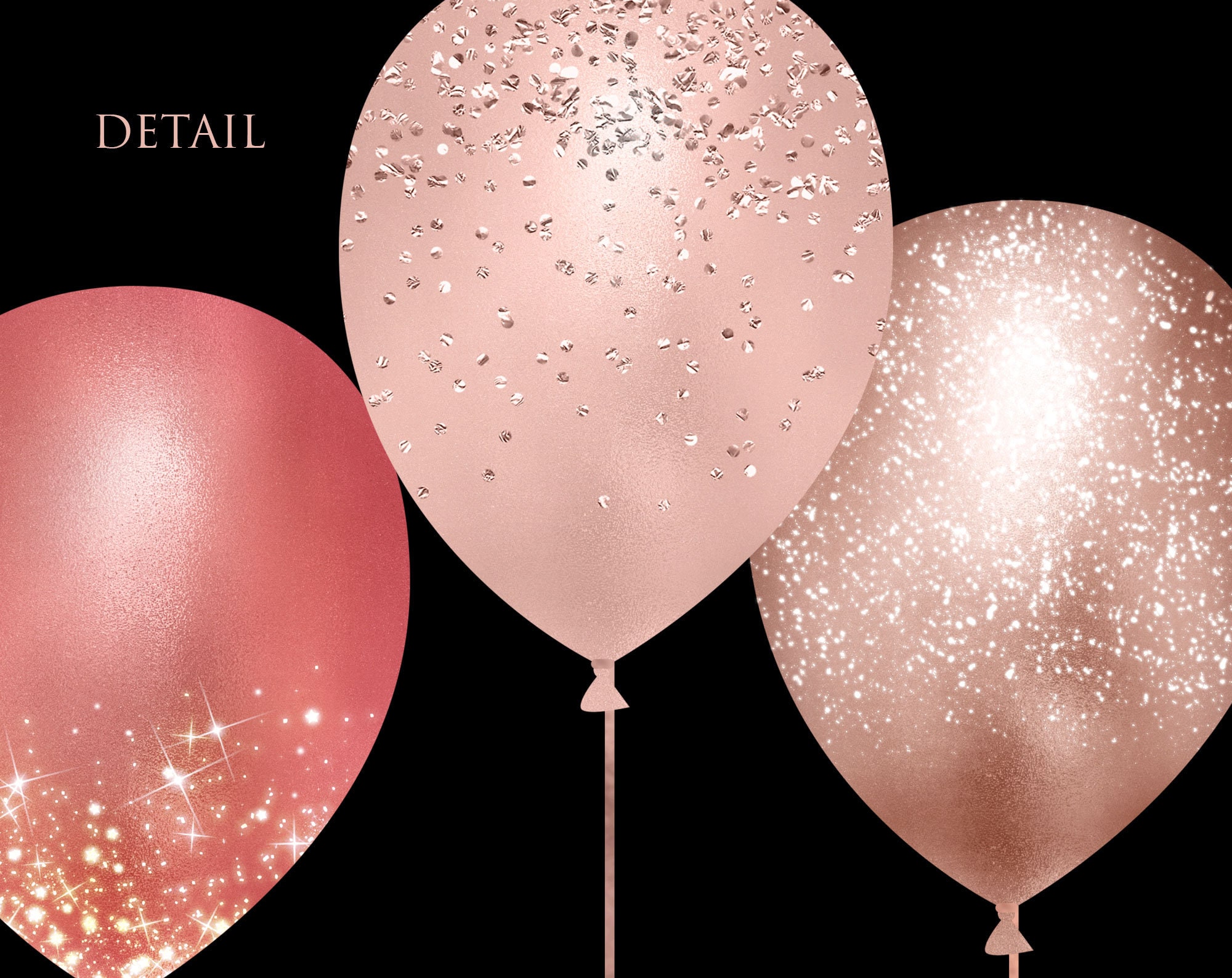 20 PNG Rose Gold Glitter Balloons Instant Download Design - Etsy
