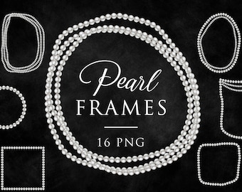 16 pärlramar, digitalt paket, direktnedladdning, designelement, pärl-clipart