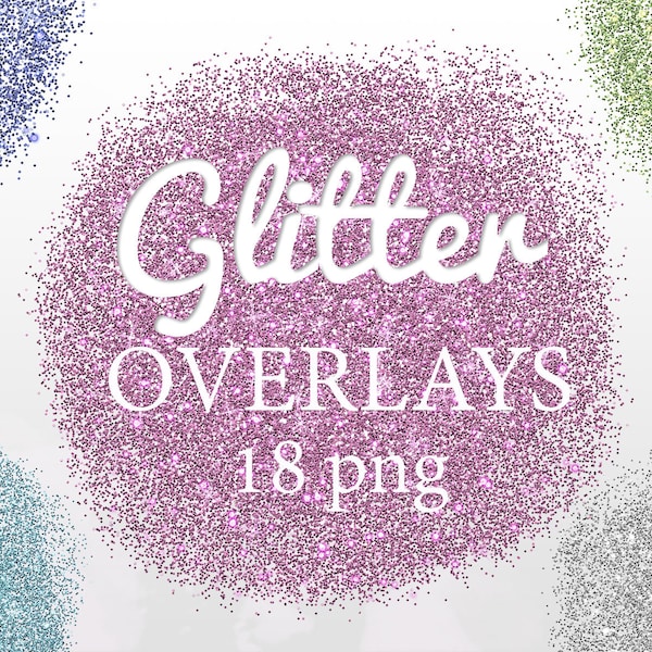 18 Digital Glitter Overlays, Circles and Stripes, Dust Clip art, Confetti, Download