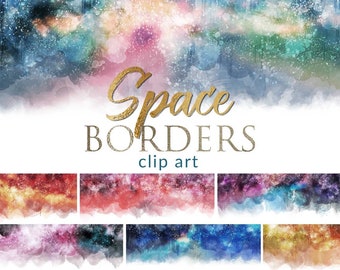 16 PNG Space. Galaxy Borders, Digital pack, Instant download, border overlays, design elements overlay, clip art, Color Mix