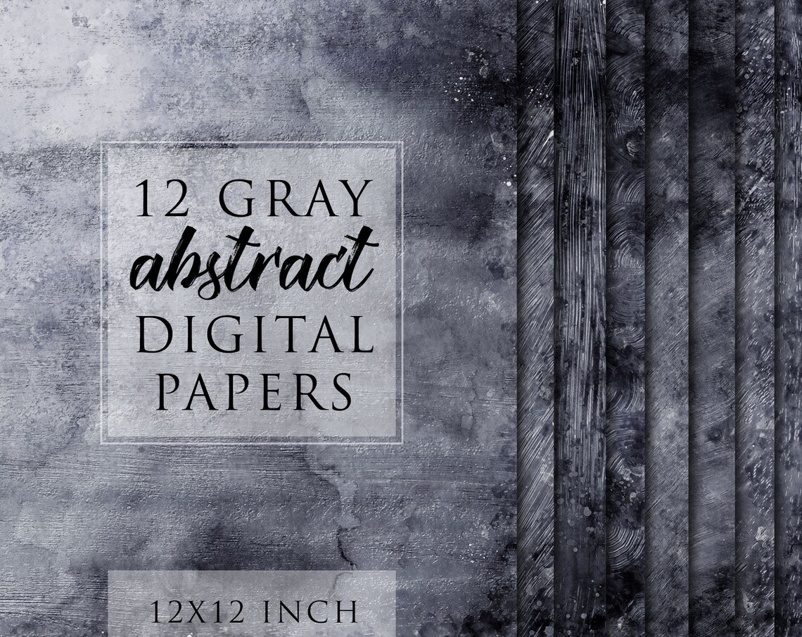 12 Digital Gray Papers Abstract Background Gray Textures - Etsy