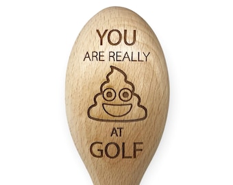 Novedad Golf Loser Trophy Booby Prize Cuchara de madera 'You are Really 's ** t' at Golf' Grabado - Gag Gift para la competencia de golf y torneos