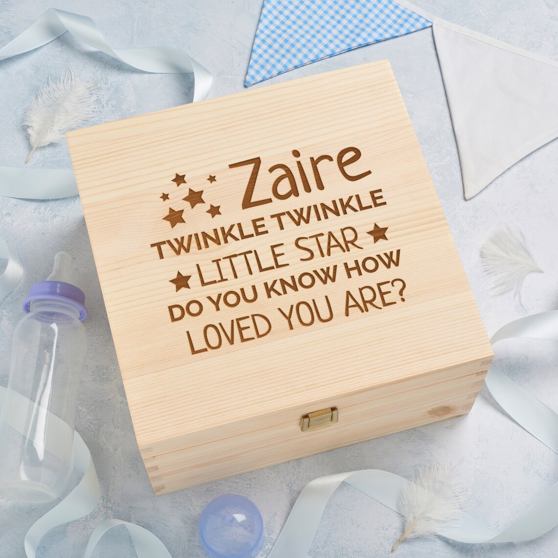 Personalised Engraved Wooden Baby Gift Memory Box Twinkle Etsy
