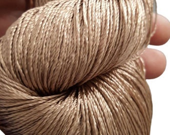 Hilo beige de seda de rayón viscosa para crochet y tejido, hilo fino vegano para bordar, artículos artesanales para joyería,