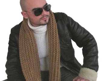 Knit scarf in alpaca wool and merino for men, gift for him, winter chunky boho scarves, MADE TO ORDER,