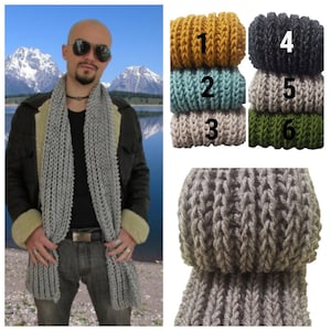 Long hand knitted men&#39;s scarf gift for Christmas for man and boy