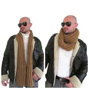 Men&#39;s hand-knitted winter long scarf, chunky scarf, boho scarf, gift for him, made to order