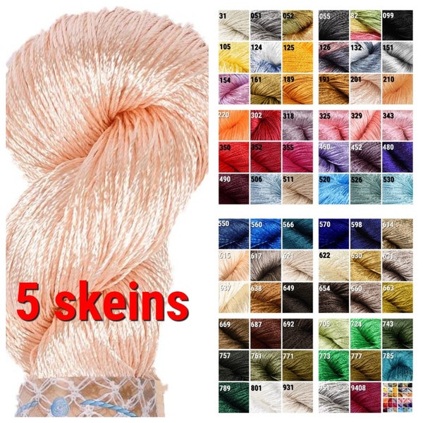 Viscose rayon silk yarn for crochet and knitting, vegan thin yarn, yarn for decorasione