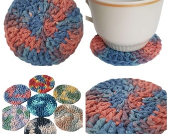 Posavasos rústicos redondos de estilo boho, posavasos de taza de algodón de ganchillo, pequeño y suave ganchillo para una taza, regalo para mamá, decoración de mesa