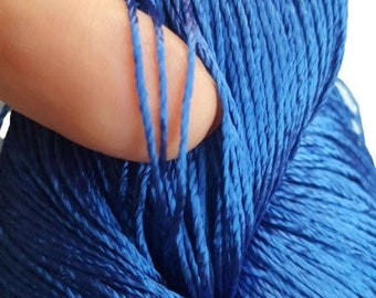 Royal blue viscose rayon silk yarn, vegan yarn for crochet and knitting, silk yarn for weaving, jewellery,  doll making, houme decor