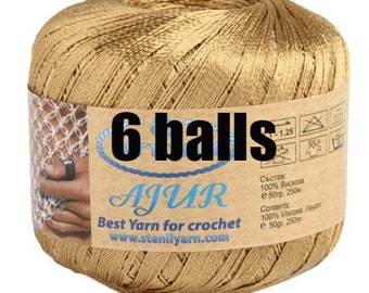 6 ovillos de hilo de seda de rayón viscosa para crochet y tejido, hilo fino vegano para decoración del hogar, hilo fino para bordar y bisutería de crochet