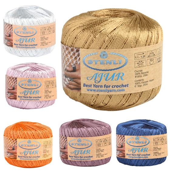 Viscose Rayon Silk Yarn, Vegan Thin Yarn for Crochet and Knitting, Yarn for  Home Decor, Thin Thread for Embroidery and Crochet Jewellery 