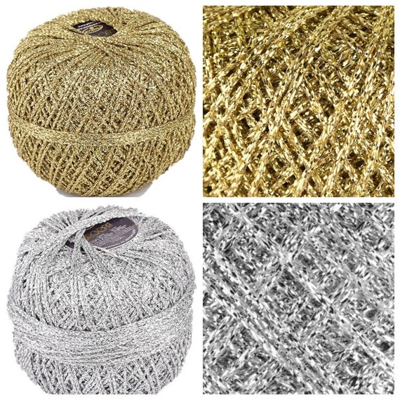 Brocade Metalic Thin Shiny Lame Yarn, Lurex Yarn for Decoration, Sparkle  Crochet Thread, Silver Yarn, Gold Yarn 
