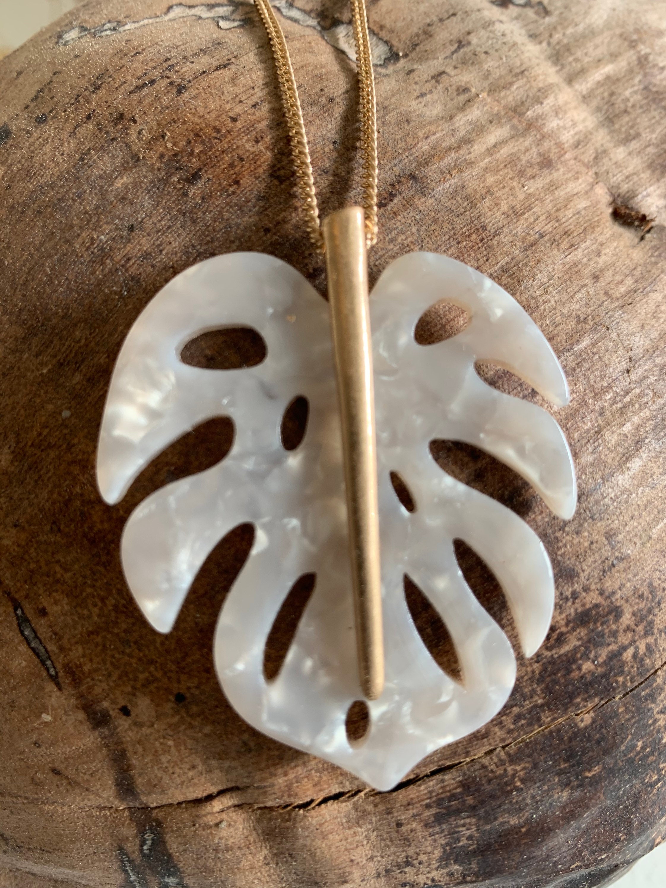 Palm Leaf Necklace Leaf Necklace Palm Leaf Jewelry Etsy