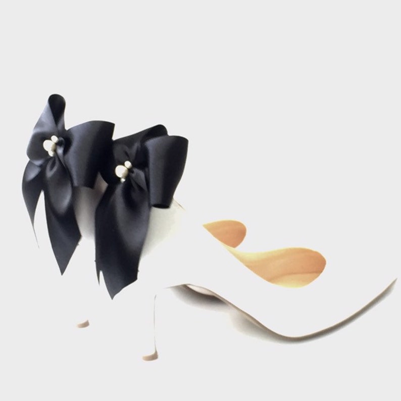 Black Bows for Shoes Pearl Detail Bows Bridal Wedding Formal Party