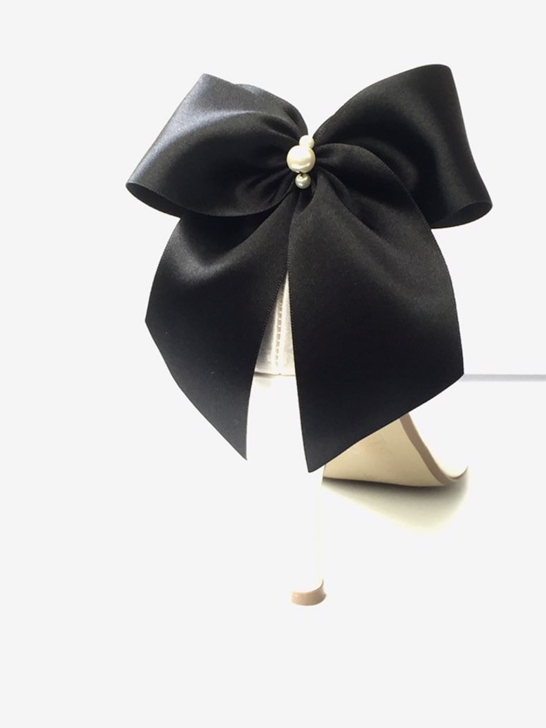 Black Bows for Shoes Pearl Detail Bows Bridal Wedding Formal Party