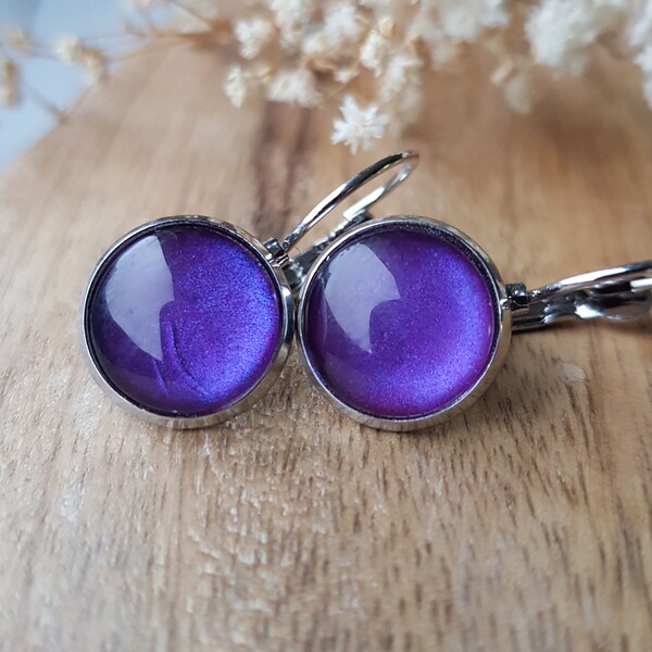 Lila Ohrstecker violett Ohrringe dunkellila Flieder Schmuck Lavendel 925er Sterling Silber Ohrclips