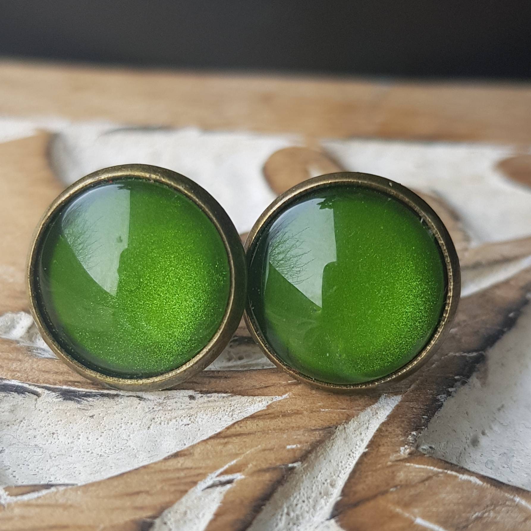 Light Green Ear Studs Green Earrings Lime Green Ring Grass Etsy UK