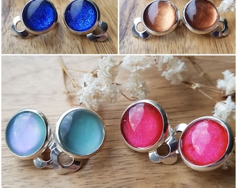 Red ear clip blue many colors without ear holes gold, green clip earrings brown stainless steel