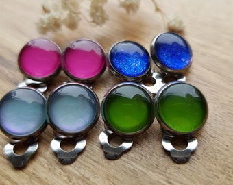 Rot Ohrclip blau viele Farben ohne Ohrlöcher gold, grün Clips Ohrringe braun Edelstahl