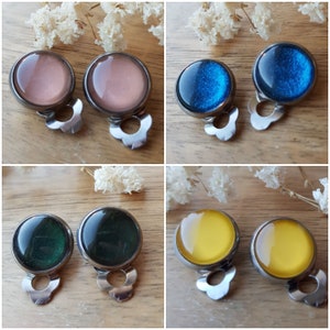 Red ear clip blue many colors without ear holes gold, green clip earrings brown stainless steel image 3