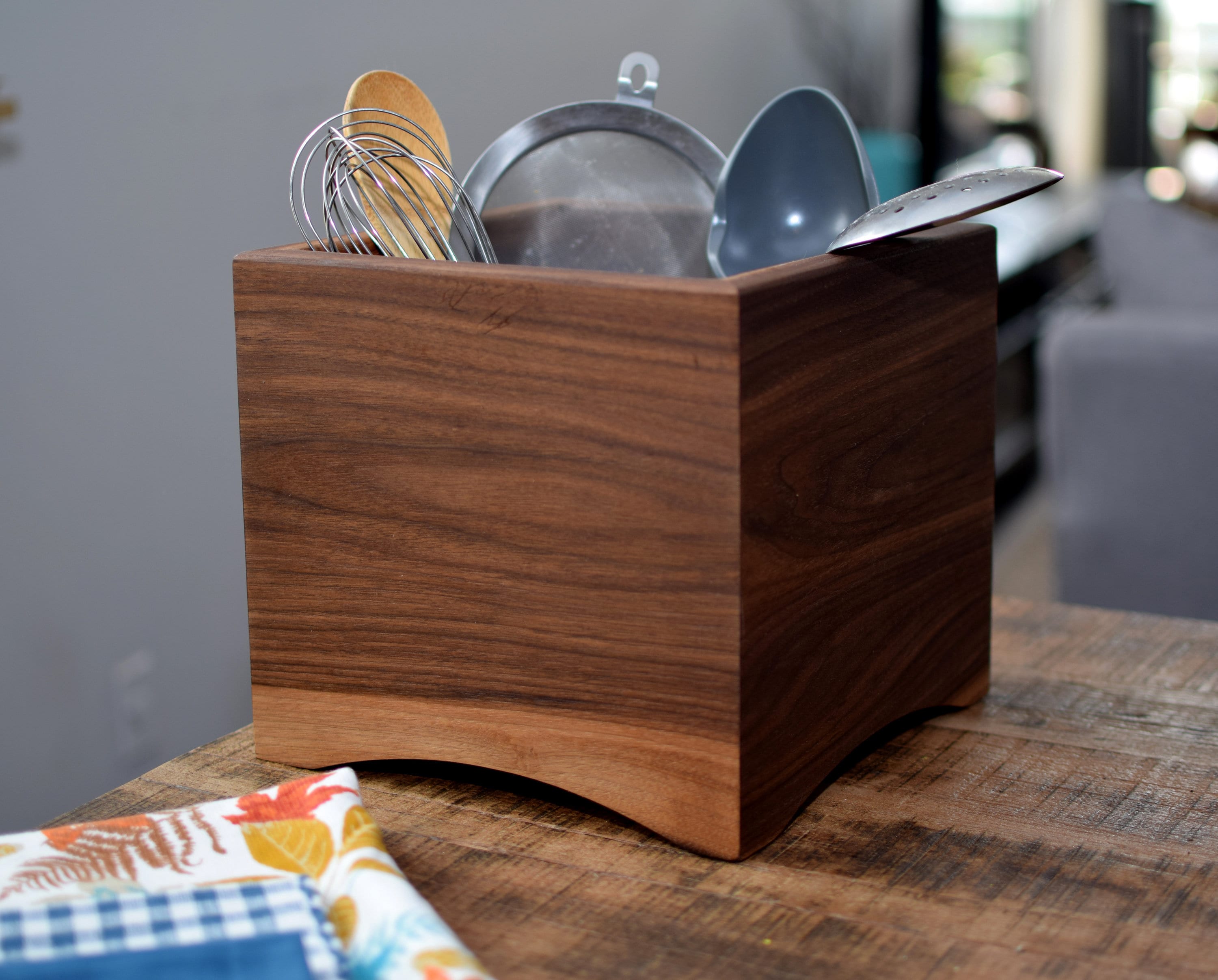 Handmade Wooden Utensil Holder Wooden Holder For Spatula Or