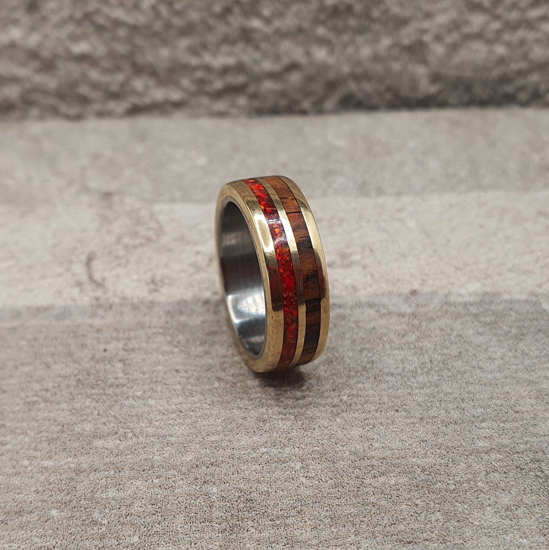 Titanium & Opal Ring Wedding Ring Band Unique Gift - Etsy UK