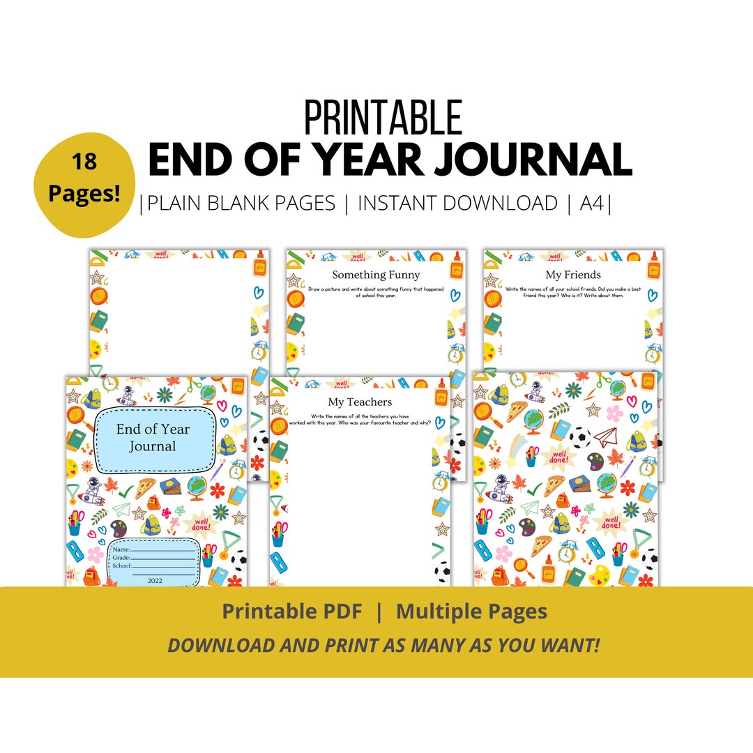 End of Year Journal Printable Blank - Etsy