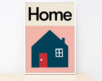 Home print - navy/pink