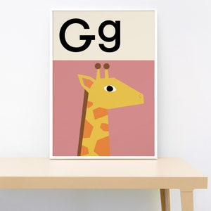 Giraffe Alphabet print Pink
