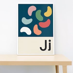 Jellybeans Alphabet print • Letter J Poster • Nursery Wall Art • Educational Poster • Alphabet Poster • Kids Bedroom Decor  • Initial Print