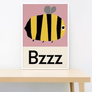 Bzzz- Bee • Animal Sounds Print • Bee print • Nursery Wall Art • Educational Poster • Animal Poster • Kids Bedroom Decor
